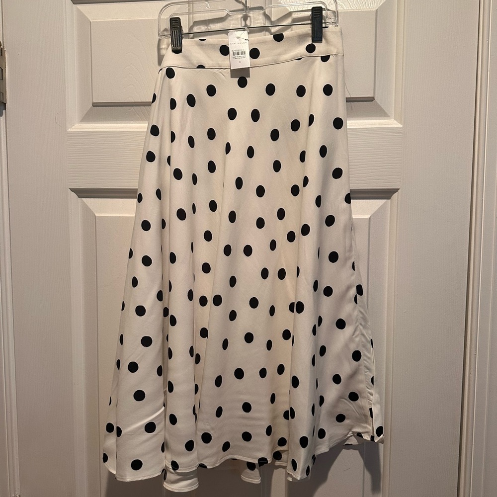 Ann Taylor Cream Polka Dot Full Skirt